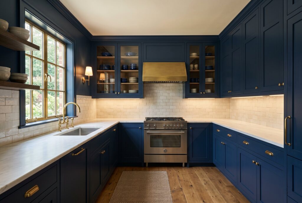 Pass through kitchen window with arched opening and dining room connection.